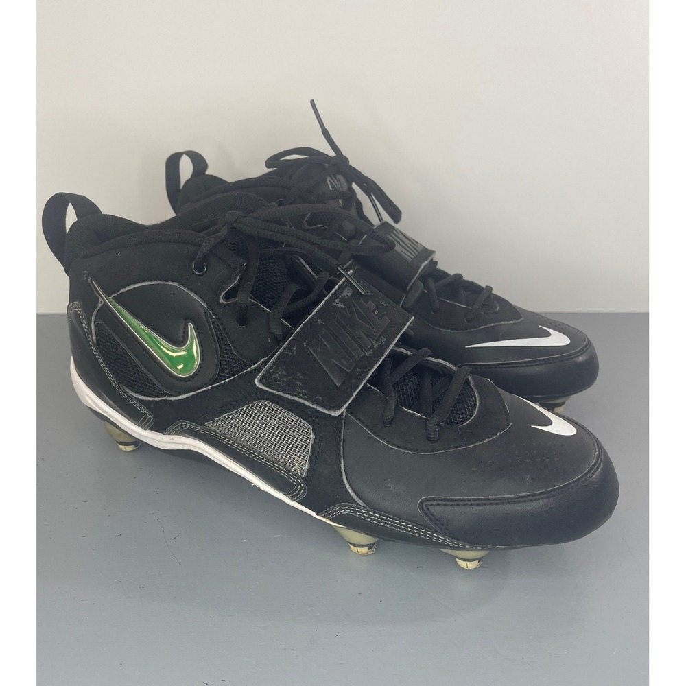 Men's Nike Black Football Cleats Mid Strap Size 11.5 Athletic Shoes 354046-011